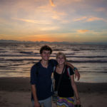 Project managers Corey Spies (left) and Brianna Parsons (right) enjoy a Gambian sunset